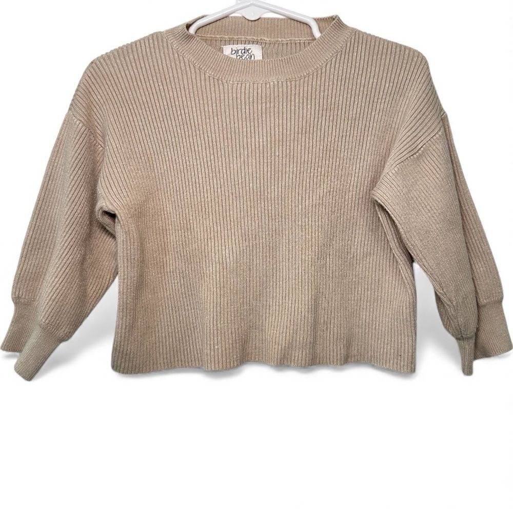 Birdie Bean Bamboo Sweater Top Crew Neck Ribbed Beige 6-12 Months Baby Infant